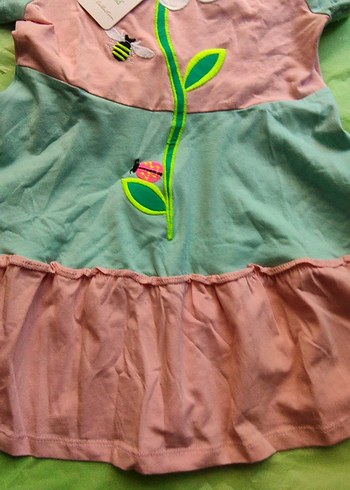 Kız Çocuk Pembe Renkli Fırfırlı Elbise - Görsel 3