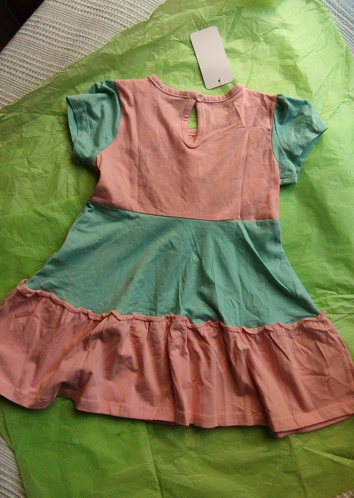 Kız Çocuk Pembe Renkli Fırfırlı Elbise - Görsel 4