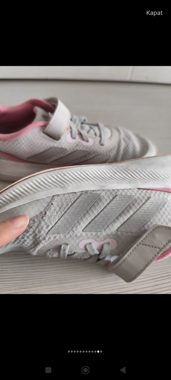 Kız Çocuk Gri-Pembe Cırt Cırtlı Spor Ayakkabı - Görsel 5