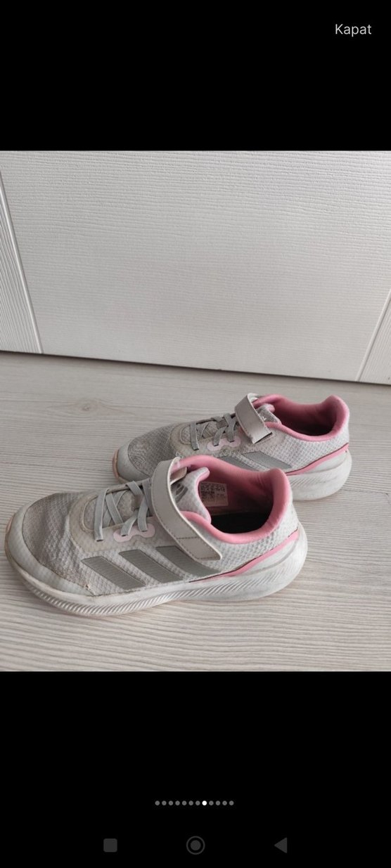 Kız Çocuk Gri-Pembe Cırt Cırtlı Spor Ayakkabı - Görsel 2