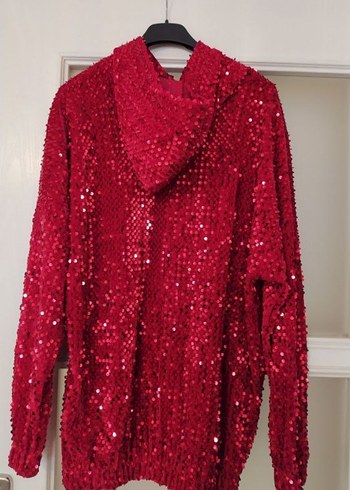 Kırmızı Payetli Kadın Sweatshirt - Görsel 2