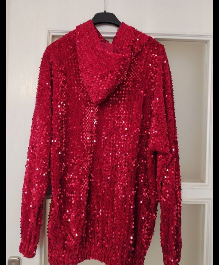 Kırmızı Payetli Kadın Sweatshirt - Görsel 2