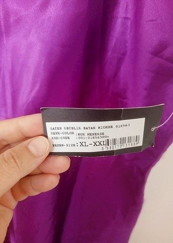 xl Beden mor Renk Miorre saten Kadın Askılı Gecelik