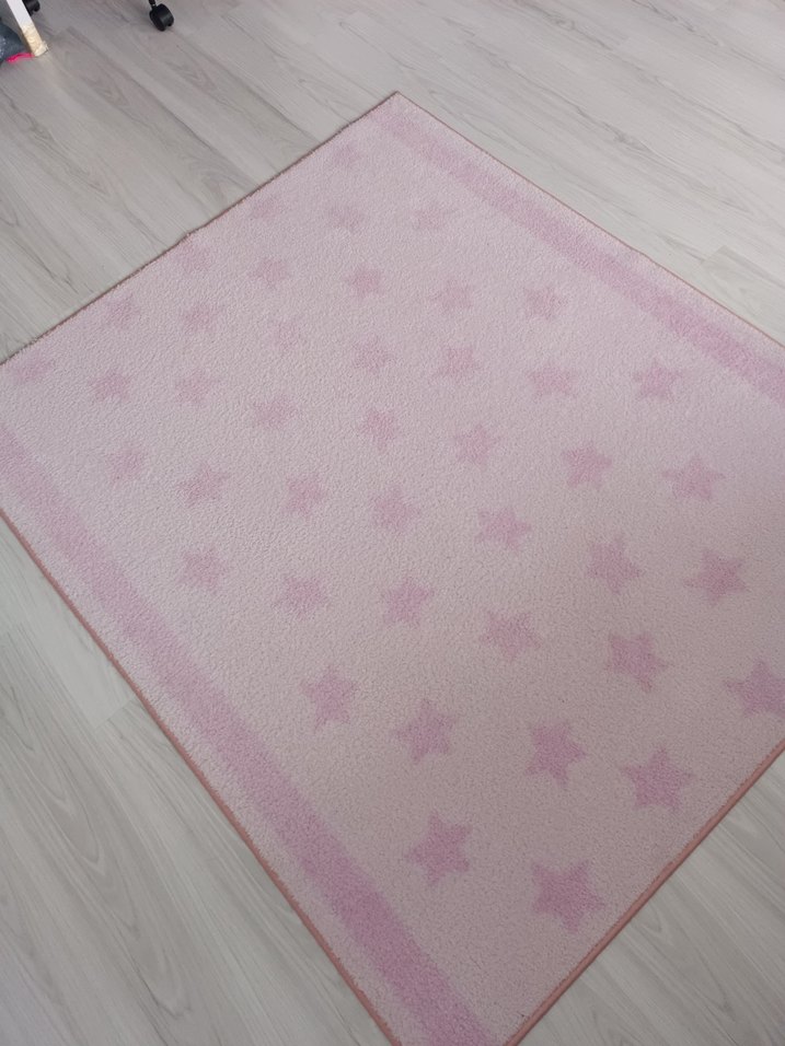 İKEA Pembe Pastel Yıldız Desenli Modern Halı - Görsel 4