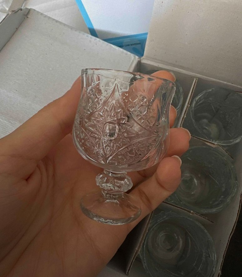 Desenli Küçük Kristal Bardak - Görsel 2