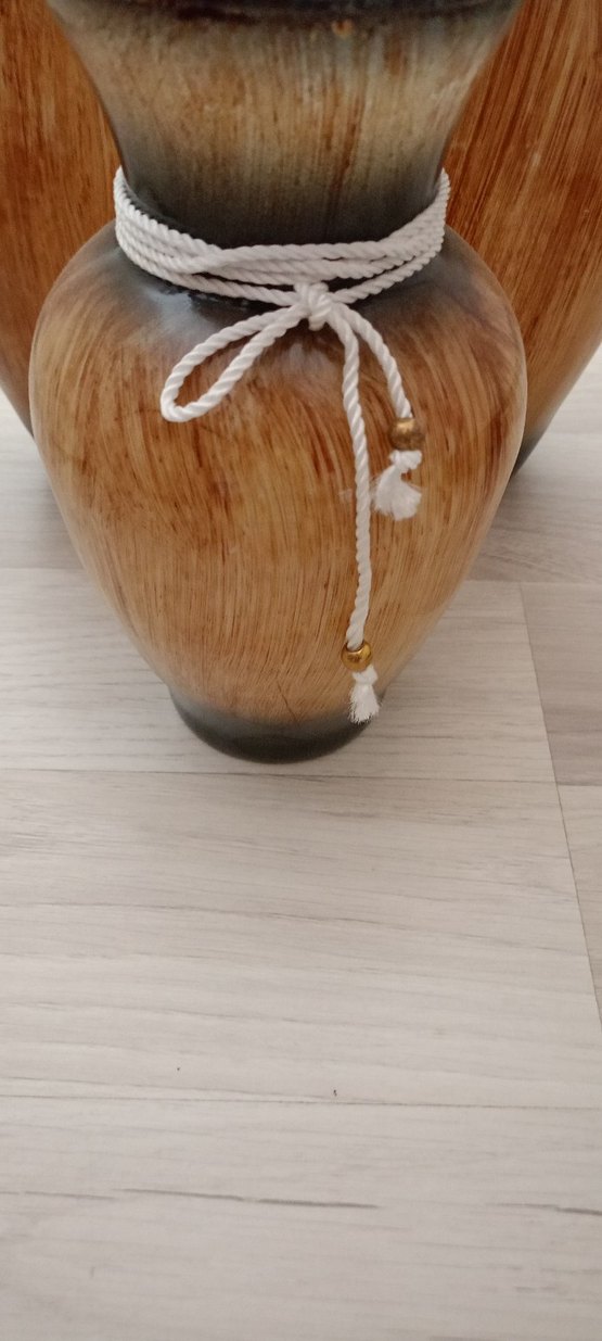 Bej ve Gri Renkli Seramik Vazo Seti - Görsel 2