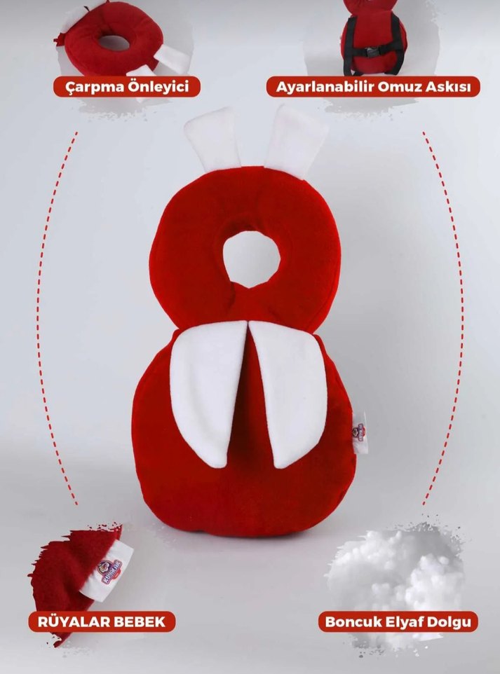 Çocuklar İçin Kırmızı Yumuşak Peluş Yastık - Görsel 2