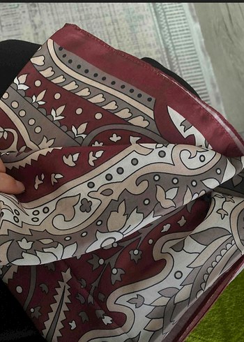 Kadın Bordo İpek Görünümlü Bohem  Şal - Görsel 3