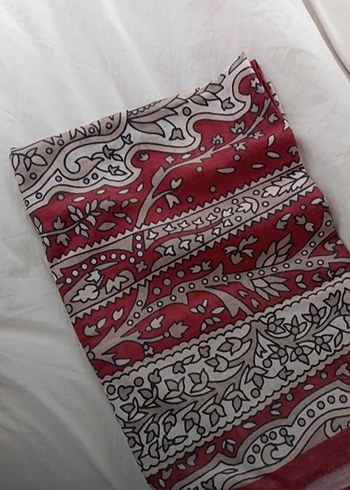 Kadın Bordo İpek Görünümlü Bohem  Şal - Görsel 2