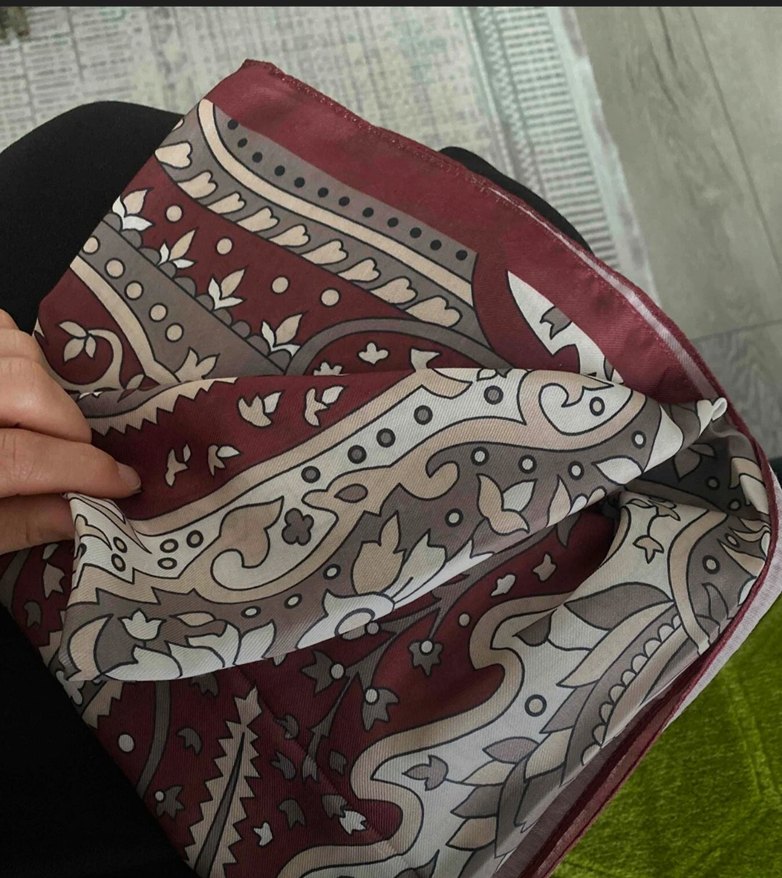 Kadın Bordo İpek Görünümlü Bohem  Şal - Görsel 3