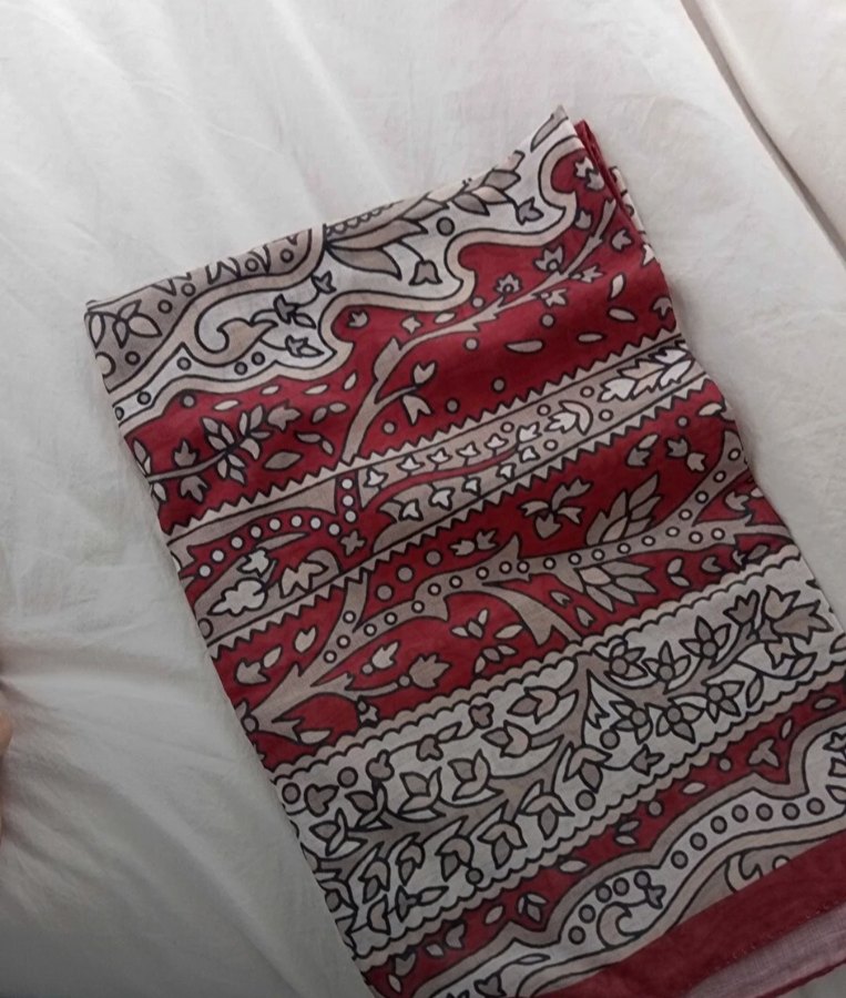 Kadın Bordo İpek Görünümlü Bohem  Şal - Görsel 2