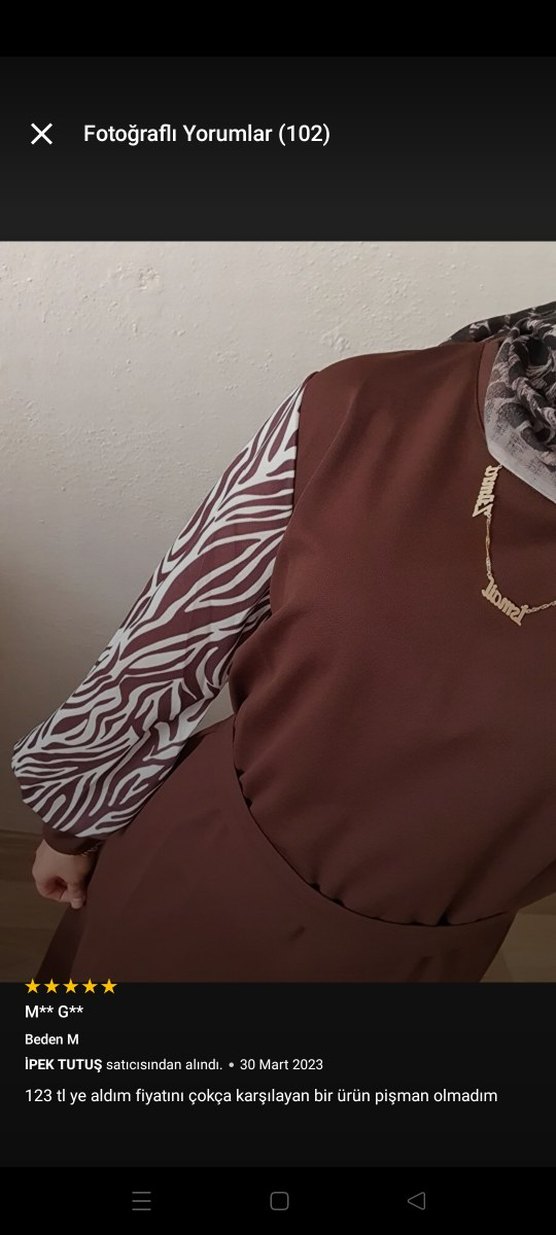 Kahverengi Zebra Desenli Uzun Elbise - Görsel 5