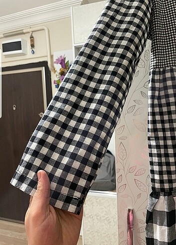 l Beden siyah Renk Kare desen elbise