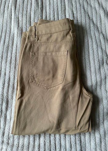 Bej Kadın Keten Rahat Kesim Pantolon - Görsel 3