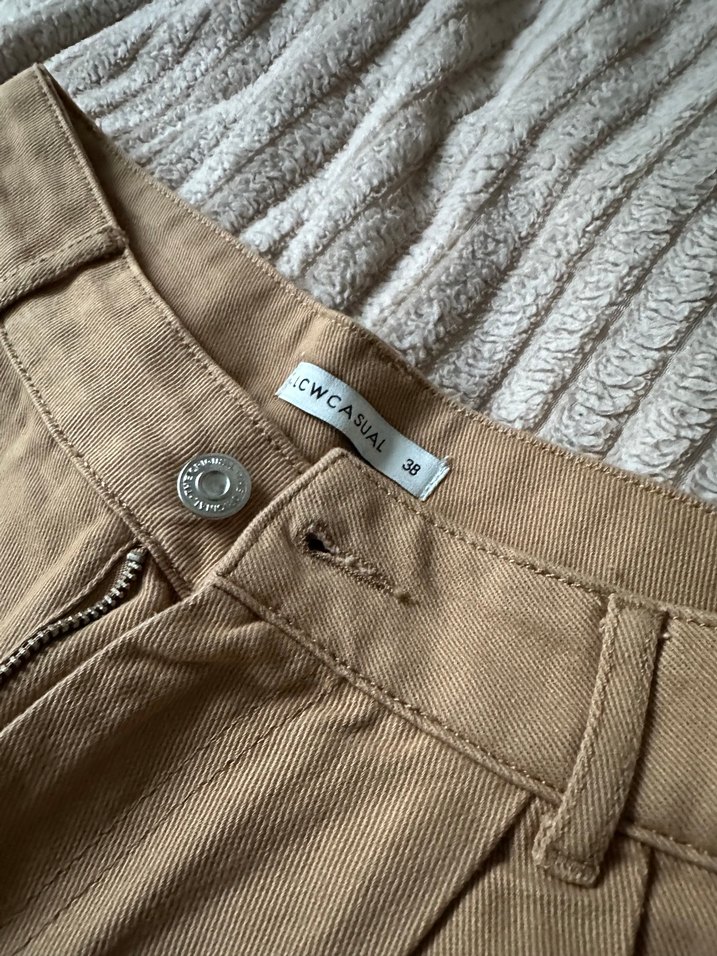 Bej Kadın Keten Rahat Kesim Pantolon - Görsel 2