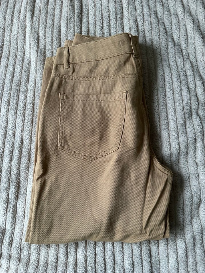 Bej Kadın Keten Rahat Kesim Pantolon - Görsel 3