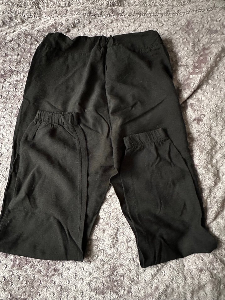 Düğmeli Siyah Keten Kadın Pantolon - Görsel 2