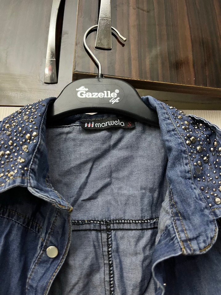 Düğmeli Denim Kadın Gömlek - Görsel 2