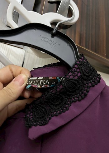 Mor Midi Kadın Gömlek Yaka Tunik - Görsel 2