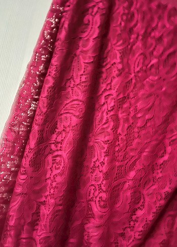 Bordo Dantel Detaylı Bohem Triko Elbise - Görsel 2