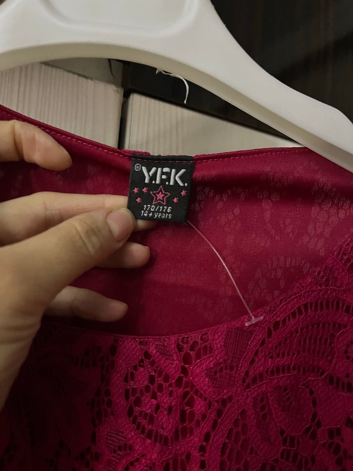 Bordo Dantel Detaylı Bohem Triko Elbise - Görsel 3