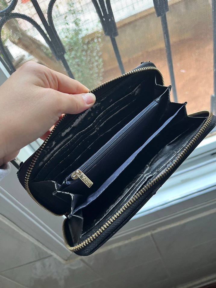 Siyah Deri Fermuarlı Kadın Cüzdanı - Görsel 5