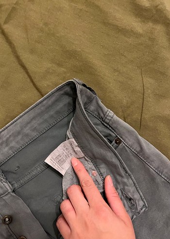 Düğmeli Gri Denim Erkek Pantolon - Görsel 3