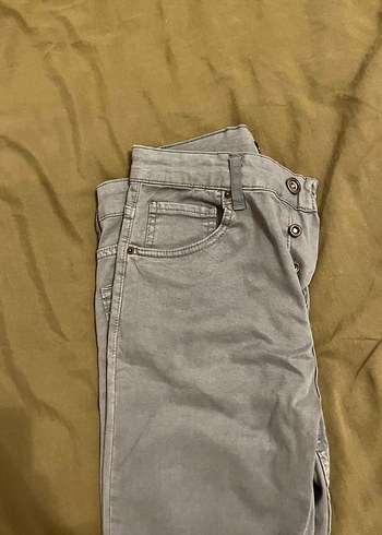 Düğmeli Gri Denim Erkek Pantolon - Görsel 5