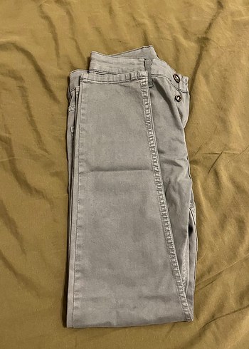 Düğmeli Gri Denim Erkek Pantolon - Görsel 4