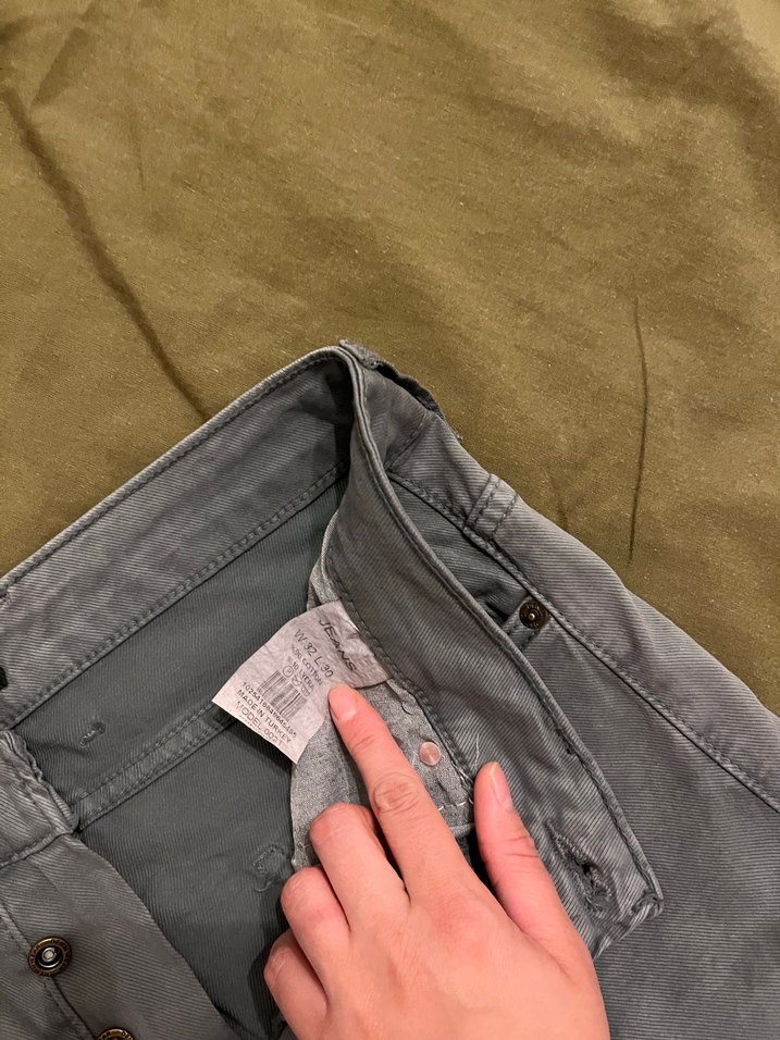 Düğmeli Gri Denim Erkek Pantolon - Görsel 3