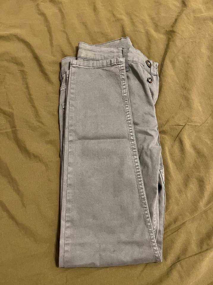 Düğmeli Gri Denim Erkek Pantolon - Görsel 4