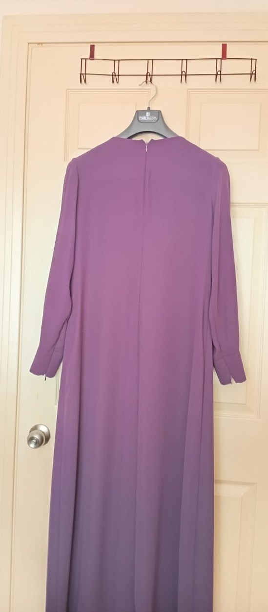 Bordo Zincir Detaylı Uzun Elbise - Görsel 2