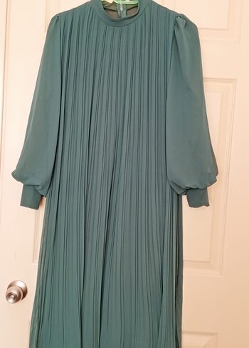 Turkuaz Pilili Uzun Kadın Elbise - Görsel 3