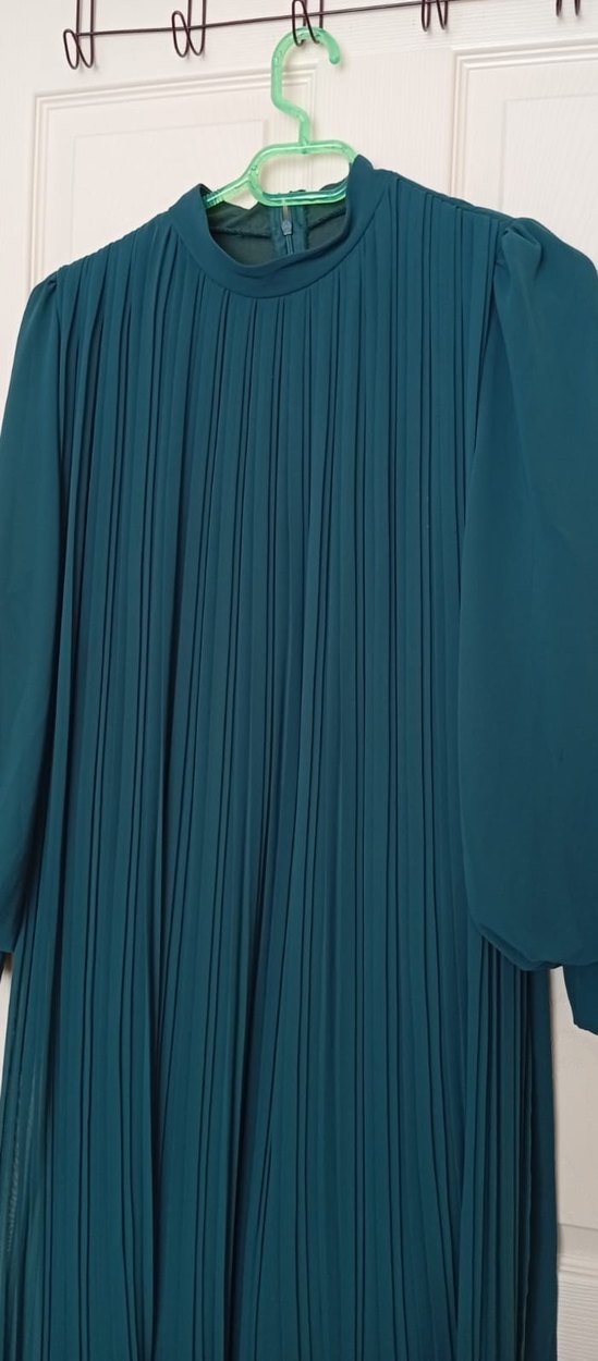 Turkuaz Pilili Uzun Kadın Elbise - Görsel 2