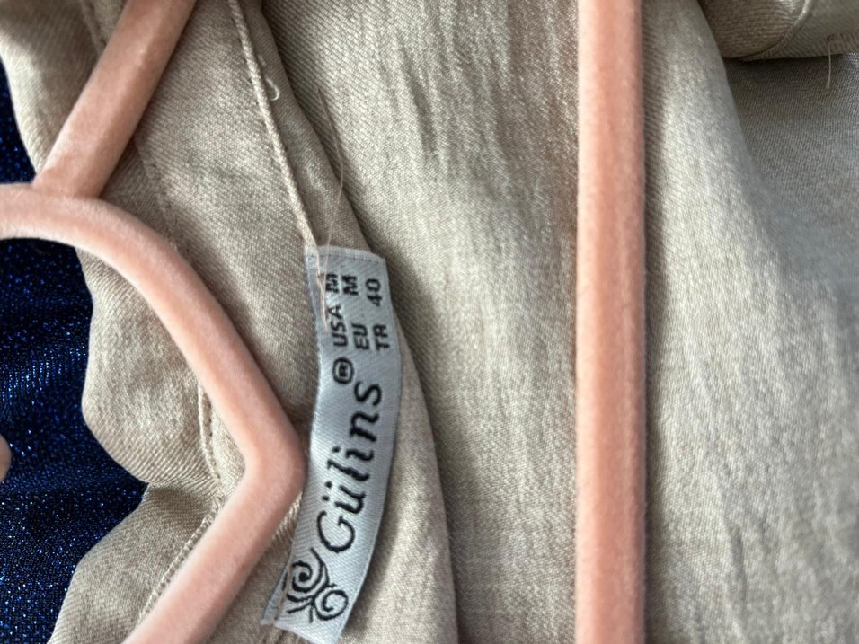 Nakışlı Bej Keten Kadın Gömlek - Görsel 4