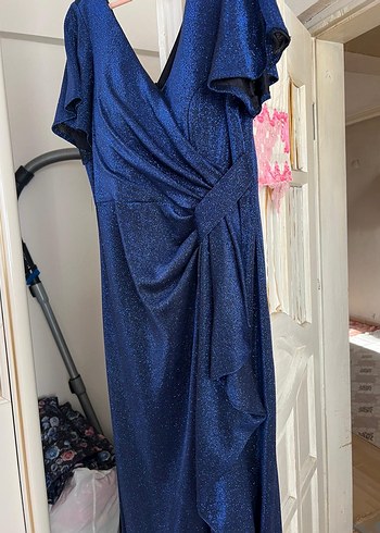 Parlak Lacivert Uzun Abiye Elbise - Görsel 2