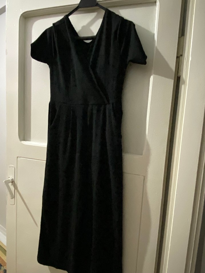 V Yaka Siyah Uzun tulum - Görsel 2