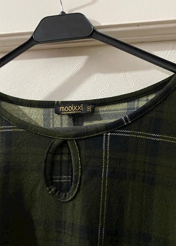 Kadın Haki Ekose Midi Elbise - Görsel 4