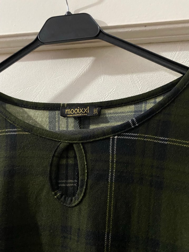 Kadın Haki Ekose Midi Elbise - Görsel 4