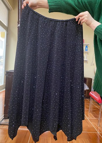 Kadın Siyah Midi Drapeli Etek - Görsel 2