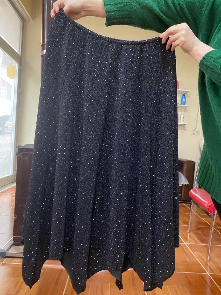 Kadın Siyah Midi Drapeli Etek - Görsel 2