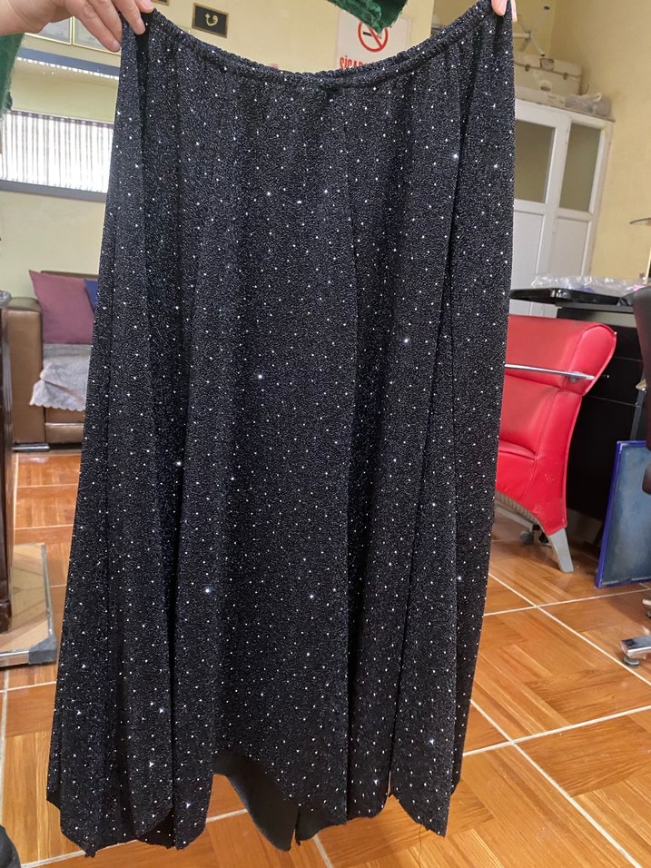 Kadın Siyah Midi Drapeli Etek - Görsel 3