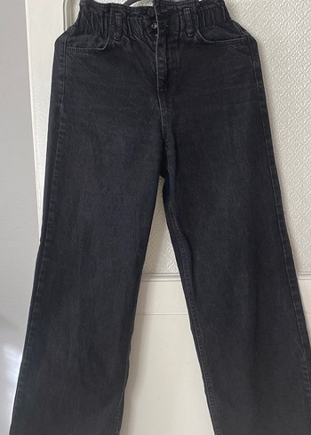 Kadın Siyah Denim Kemerli Normal Kesim Jean - Görsel 2