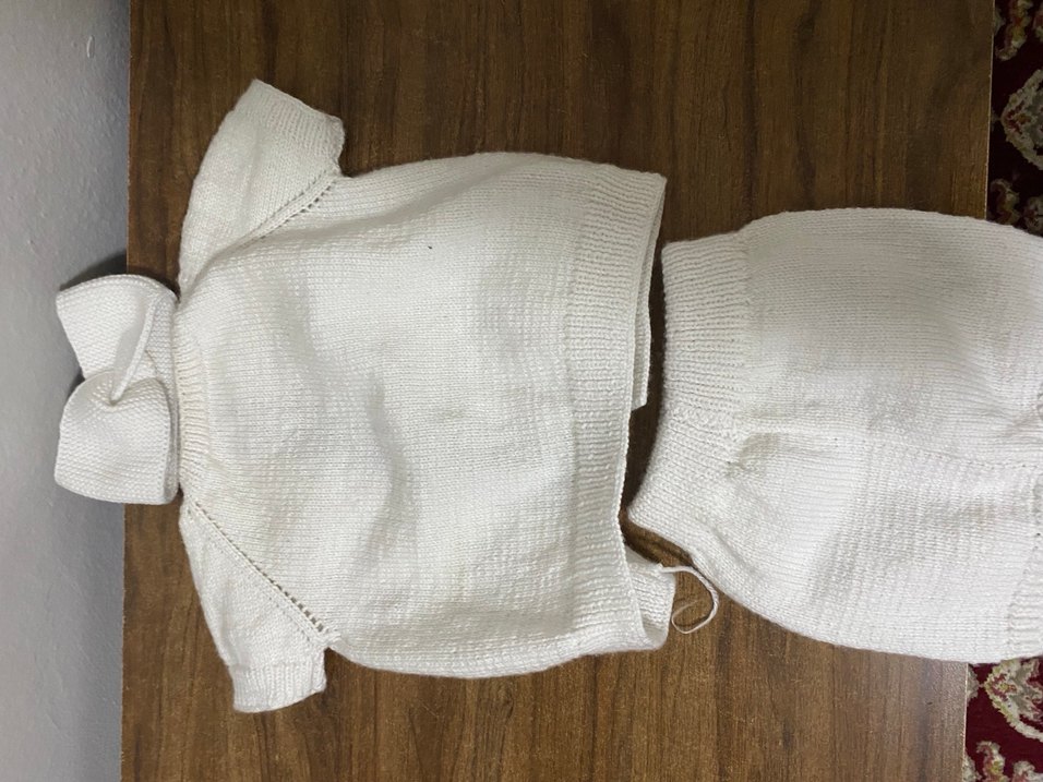 Kız Çocuk Beyaz Nakışlı Kısa Kollu Triko Takım - Görsel 3