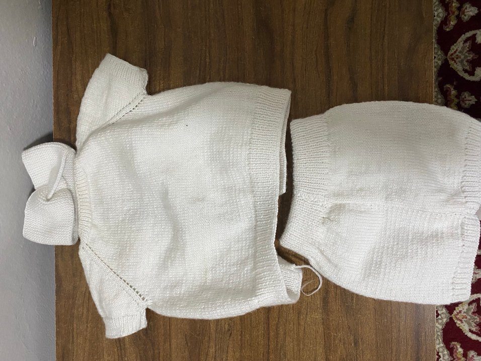 Kız Çocuk Beyaz Nakışlı Kısa Kollu Triko Takım - Görsel 4