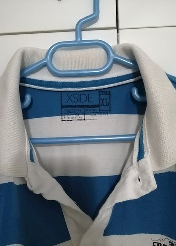 Mavi Beyaz Çizgili Pamuklu Polo Tişört - Görsel 4