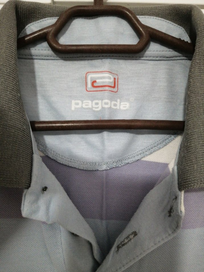 Düğmeli Gri Çizgili Erkek Polo Tişört - Görsel 3