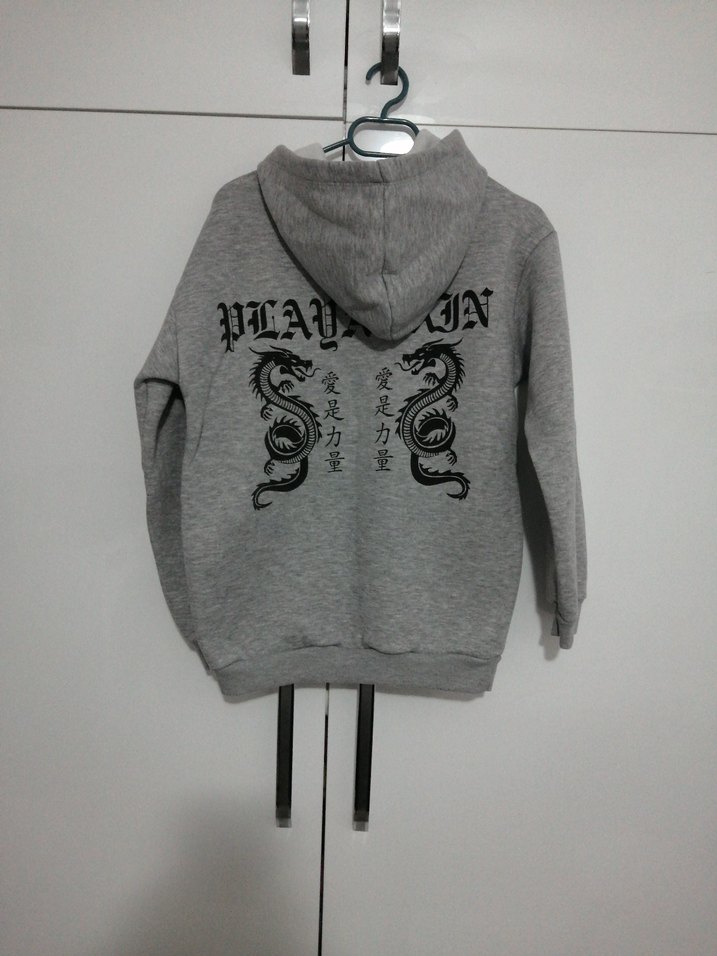 Gri Kapüşonlu Uzun Kollu Sweatshirt - Görsel 2