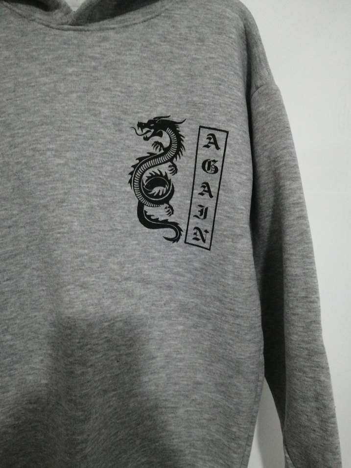 Gri Kapüşonlu Uzun Kollu Sweatshirt - Görsel 3