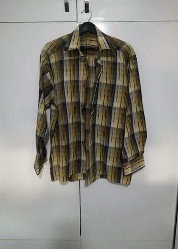 Düğmeli Kahverengi Batik Erkek Gömlek - Görsel 2